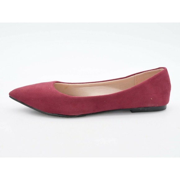 Forever Womens 6 Flats Red Faux Suede Comfort Slip On Pointed Toe Business Shoes - Picture 3 of 8